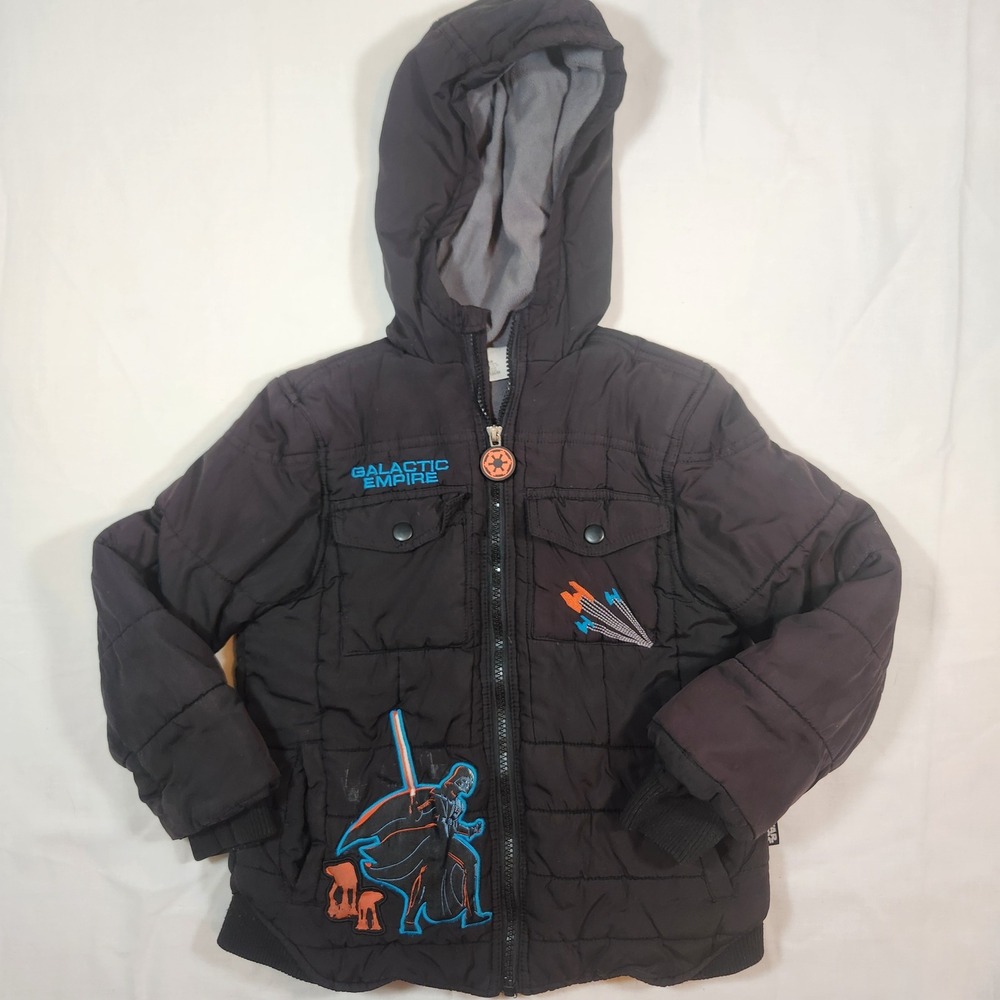 Disney Store Star Wars Darth Vader Galactic Empire Puffer Jacket Boys‎ 5/6 Black